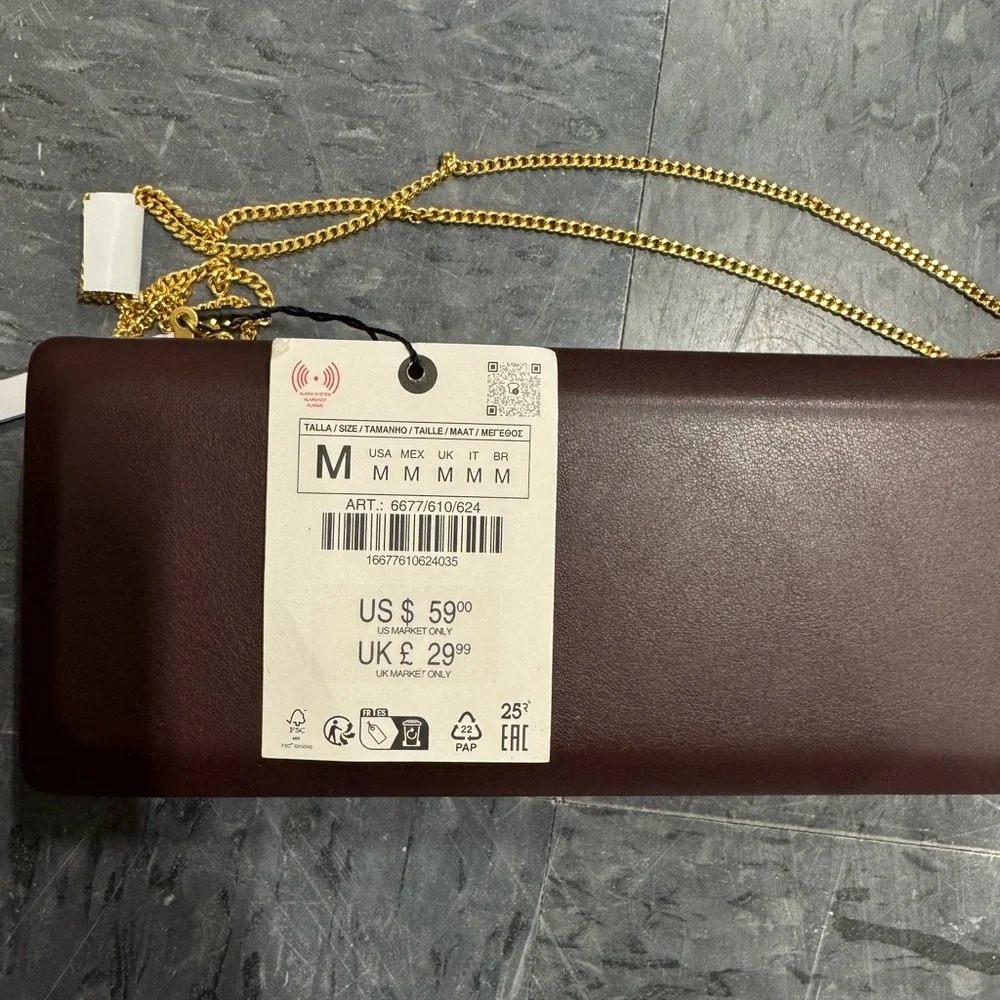 Zara Dark Brown Clutch with Gold Chain